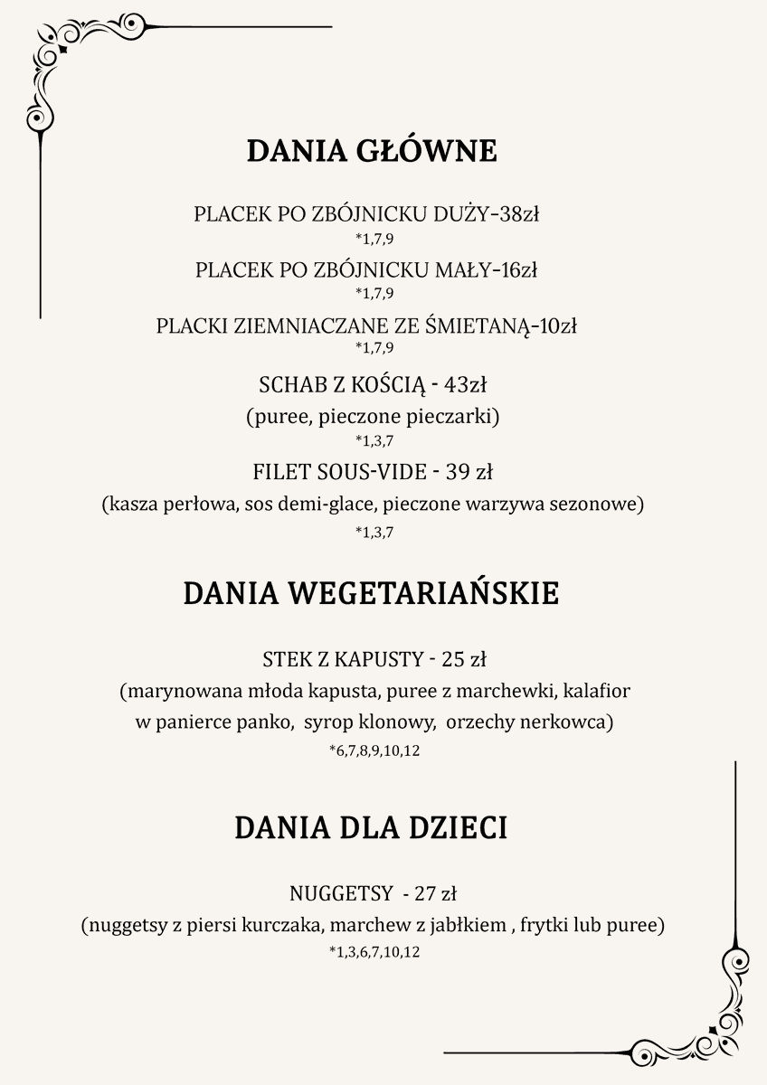 cafe przystań menu dania główne
