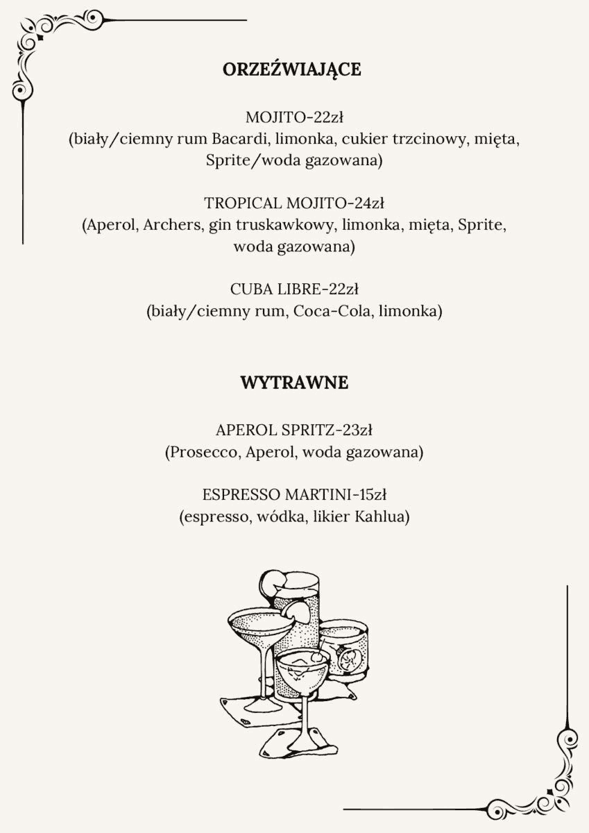 cafe przystań menu koktajle 2