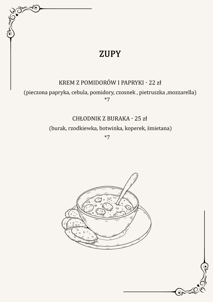 cafe przystań menu zupy